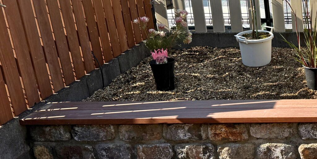 ジョーイセルリア プリティピンクの植え付け位置 ウッドフェンス側 半日陰環境